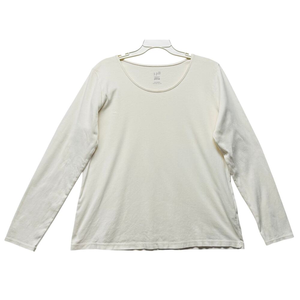 J.JILL Perfect Pima Cotton Long Sleeve Tee Shirt Women's Size XL Creamy White